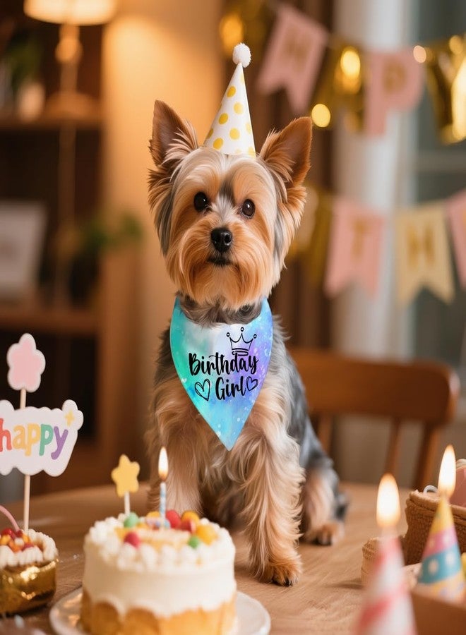 ZBBFSCSB Birthday Girl Colorful Dog Bandana, Cute First Birthday Pet Scarf Photo Prop, Puppy Birthday Party Puppy Scarf Accessory Decoration for Dogs Lover, Birthday Gifts for Dog Girl - Image 4